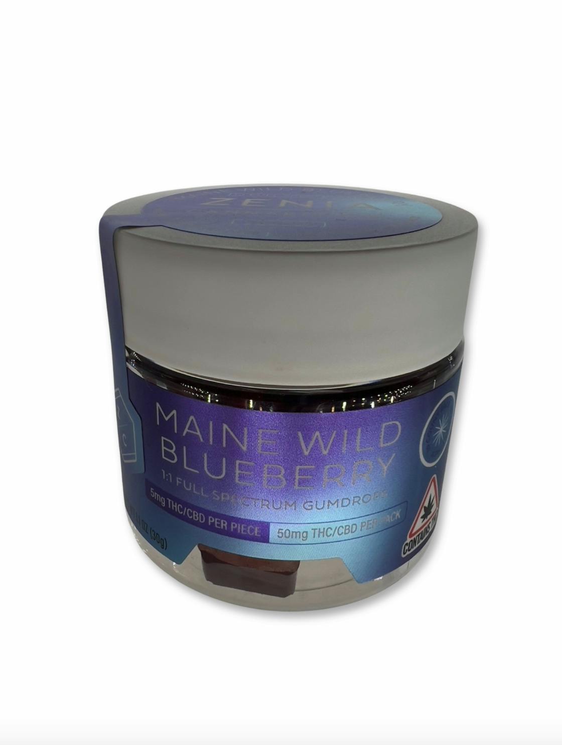 5mg Maine Wild Blueberry 1:1 CBD : THC Gummies | Zenia by Indico