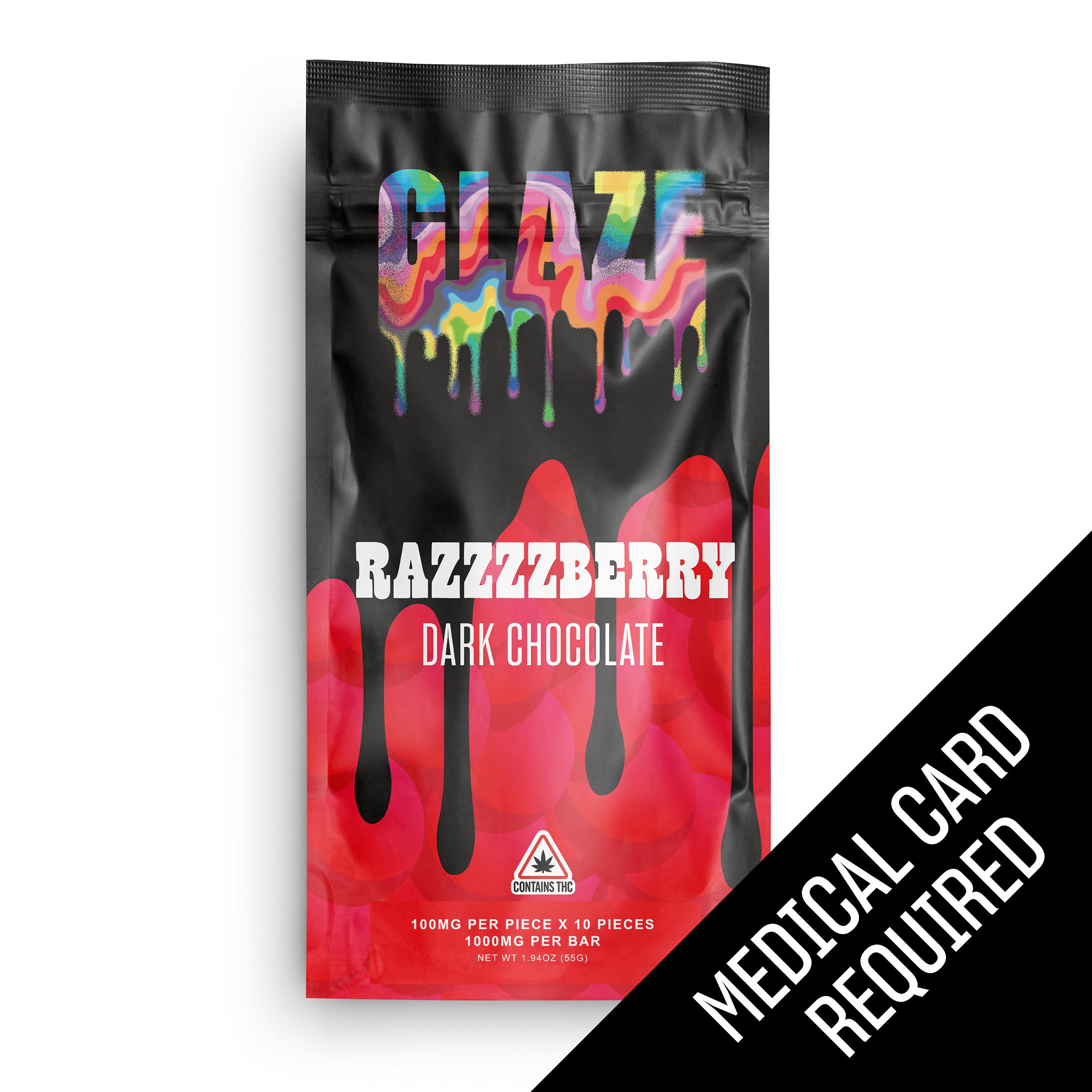 Glaze | Razzzzberry Dark Chocolate Bar | 1000mg (MED) by Glaze