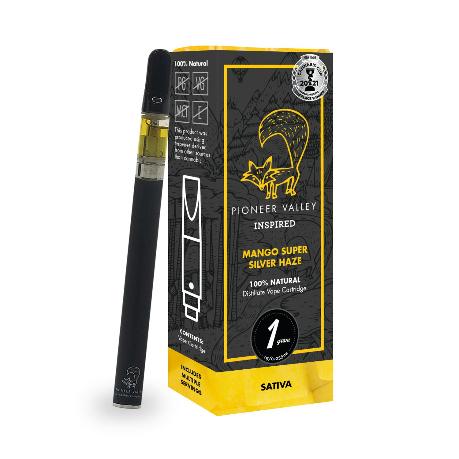 Mango Super Silver Haze Cartridge 1000mg by Pioneer Valley Cannabis Co