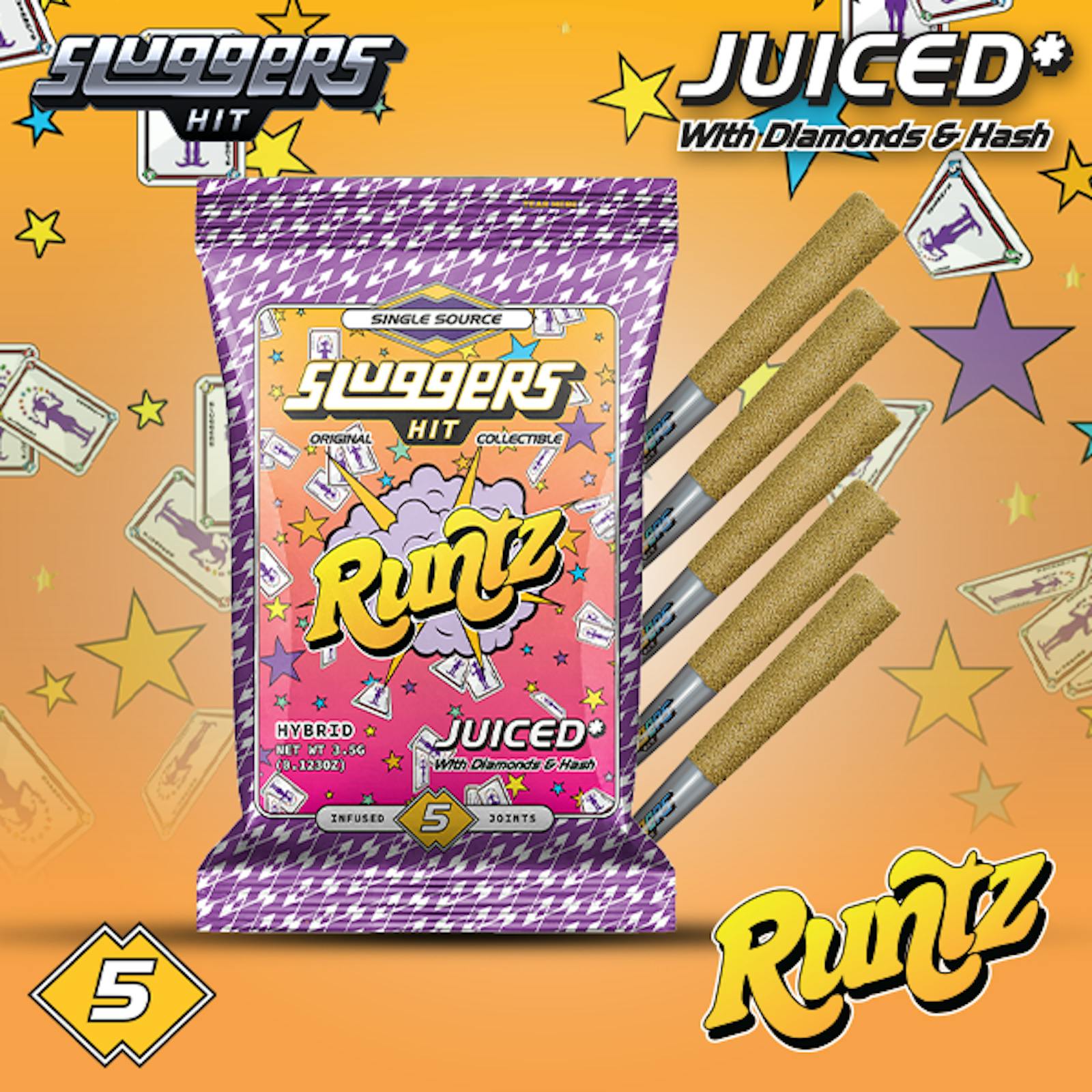 Sluggers - Infused Prerolls - 3.5g 5pk - Runtz