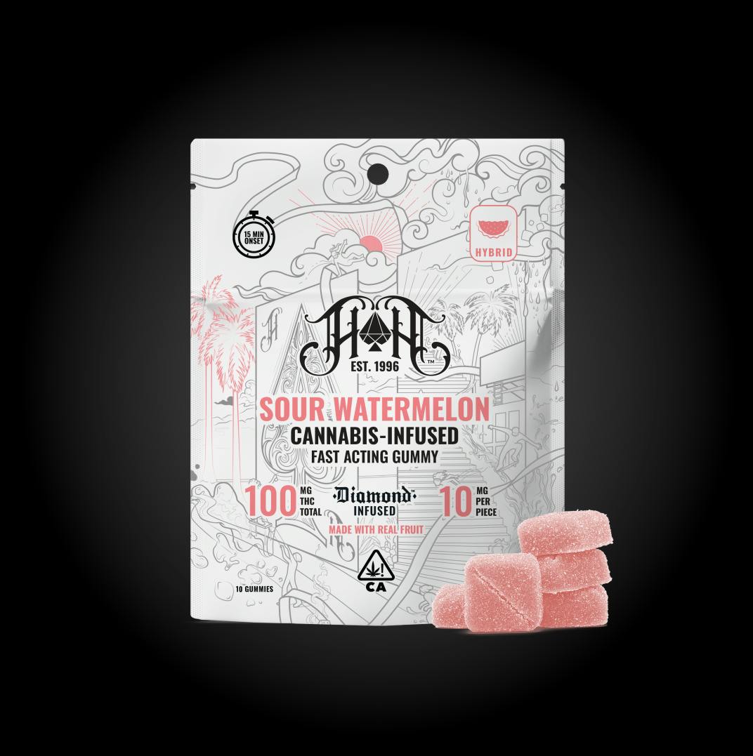 Fast-Acting | Sour Watermelon Gummies | 100mg | 10ct | 10mg/ea