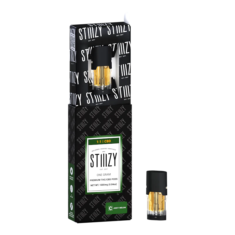 STIIIZY Vape - JUICY MELON - 1:1 (CBD/THC) PREMIUM POD 1G - IL, Cartridges