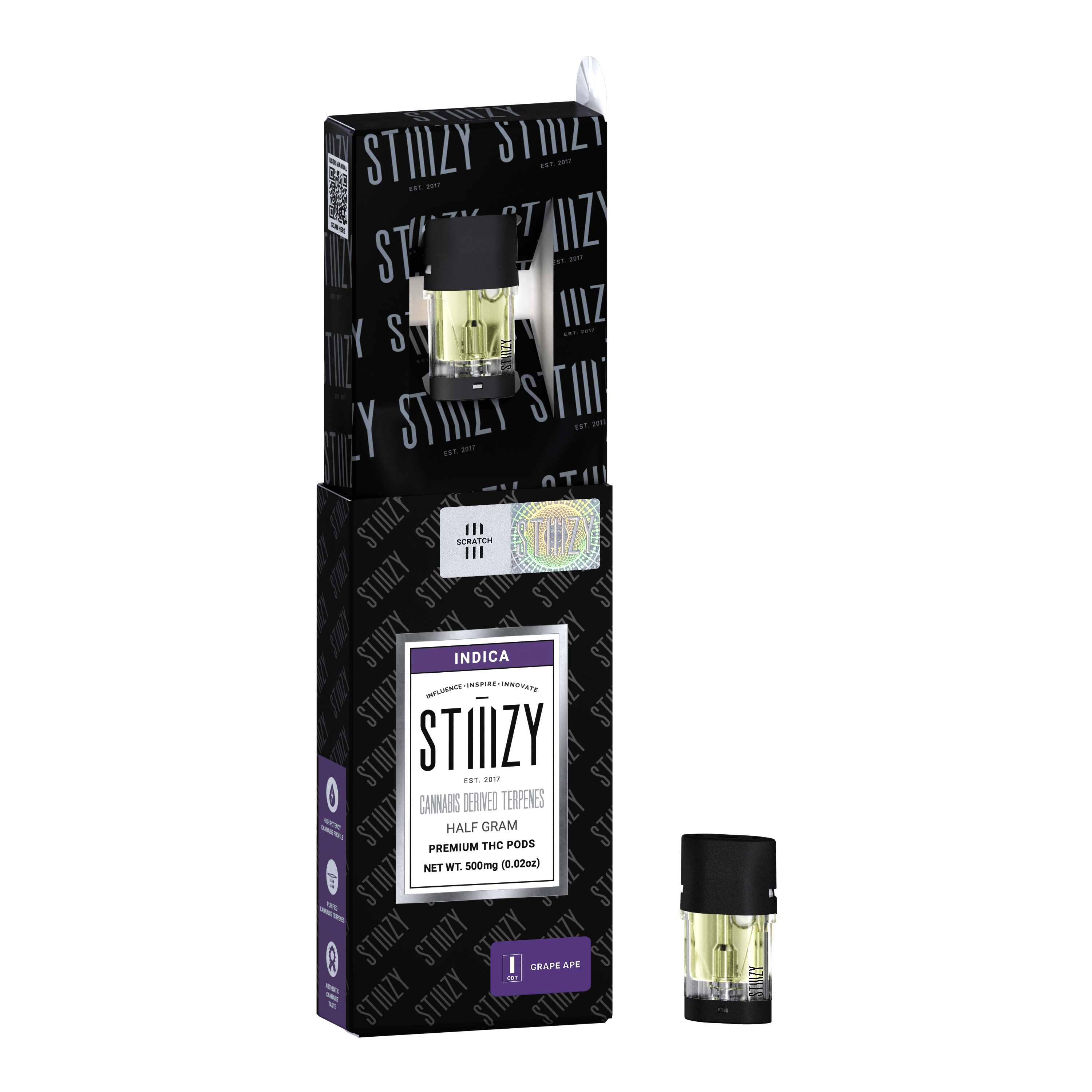 STIIIZY - GRAPE APE - CANNABIS DERIVED TERPENES POD .5G - IL — Cartridges
