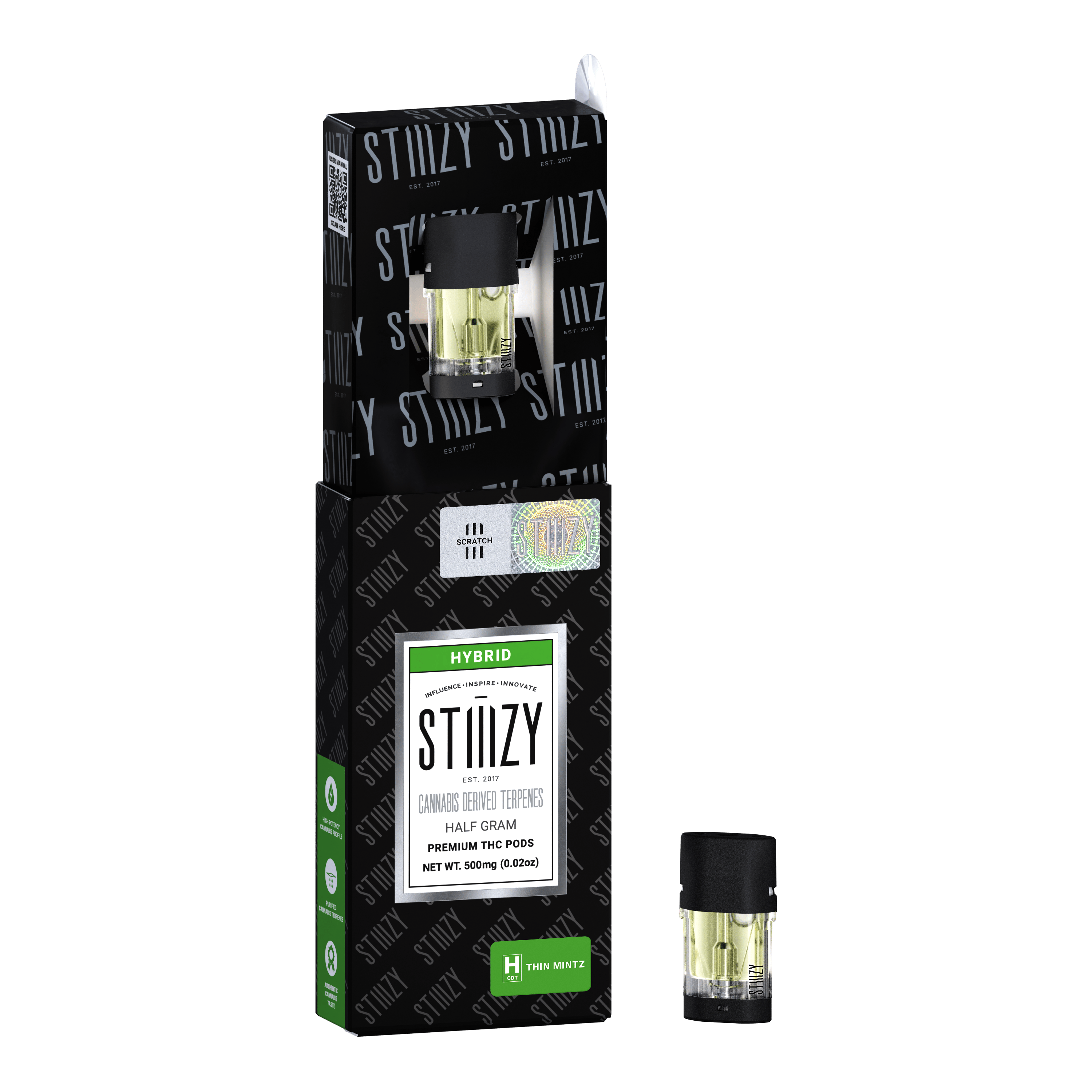 STIIIZY THIN MINTZ - CANNABIS DERIVED TERPENES POD .5G - IL — Cartridges