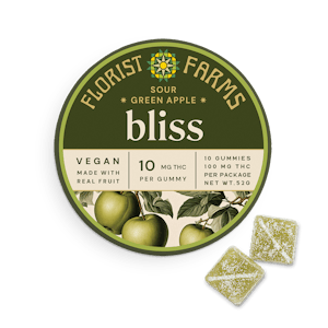 FLORIST FARMS - GUMMY-FLF-THC-SGA-2PK: FLORIST FARMS Sour Green Apple THC GUMMY 10GM, 2CT. PKG