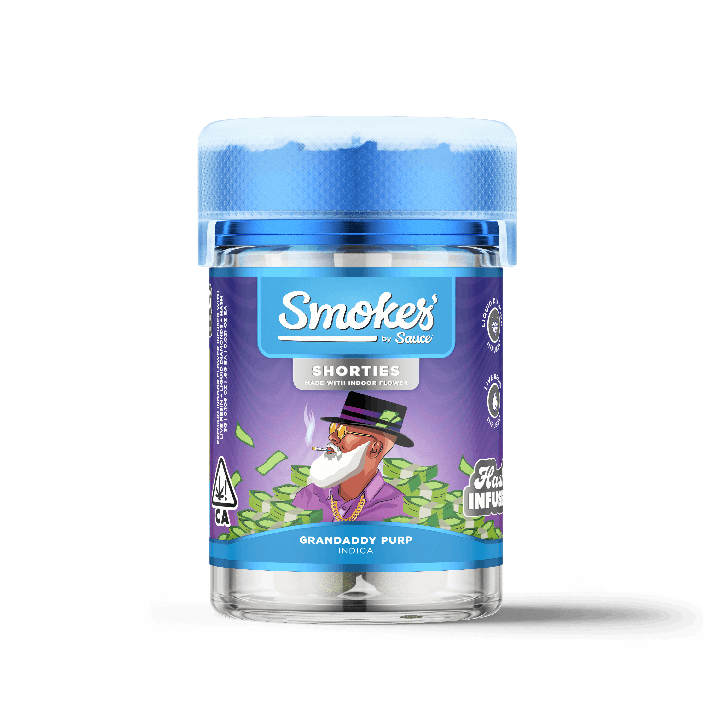 Smokes Infused Preroll 5 Pack Grandaddy Purp (Indica) 3g Sauce