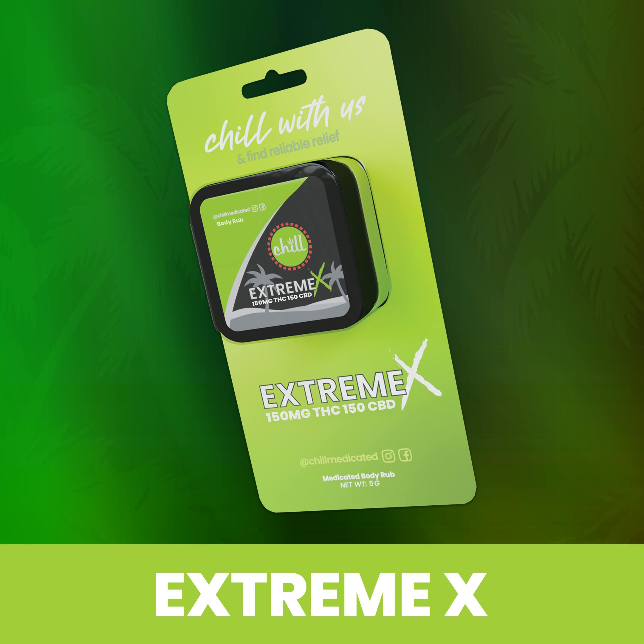 150mg THC : 150mg CBD | Extreme X TO-GO Body Rub | REC - Chill