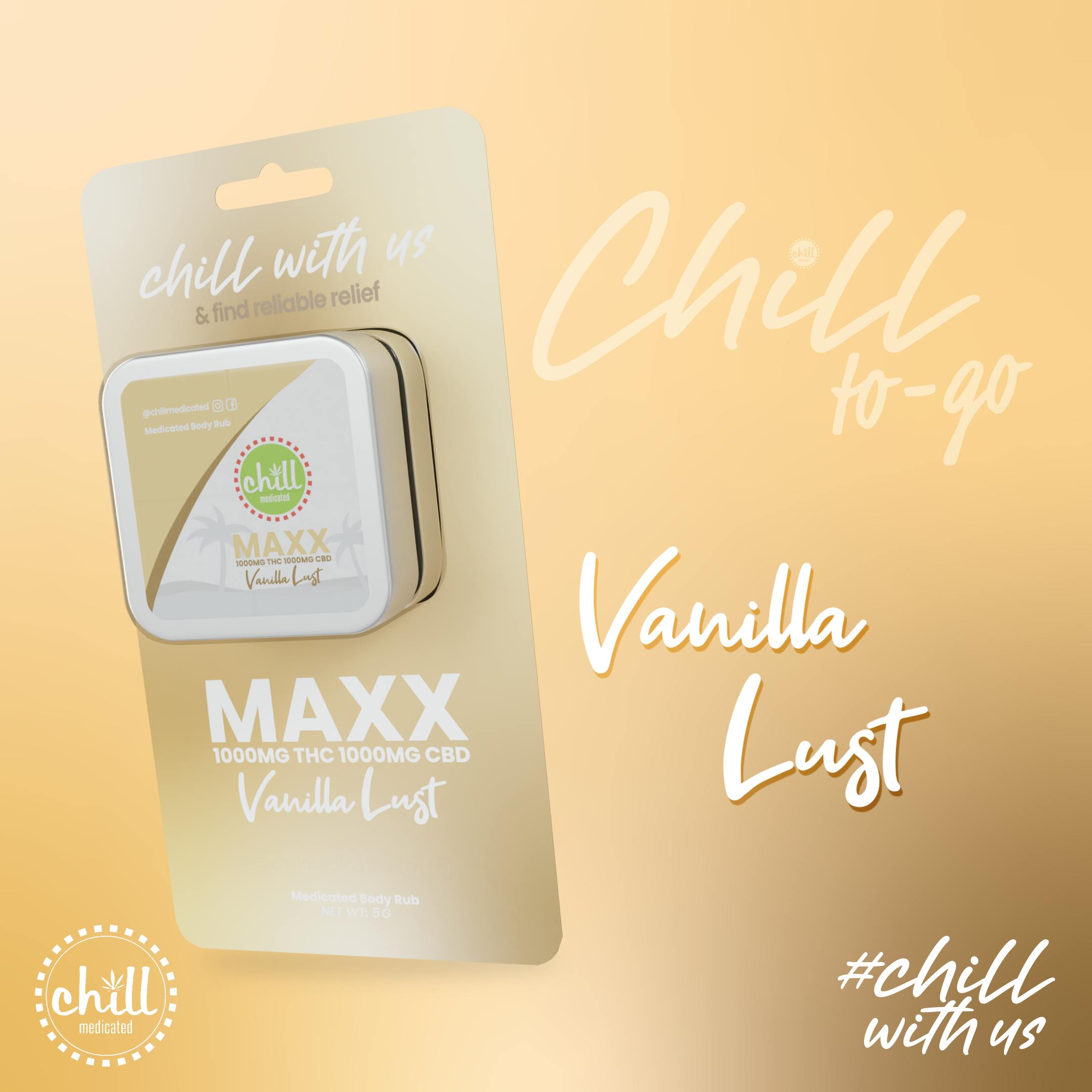 75mg THC : 75mg CBD | MAXX TO-GO Vanilla Lust Body Rub | REC by Chill Medicated
