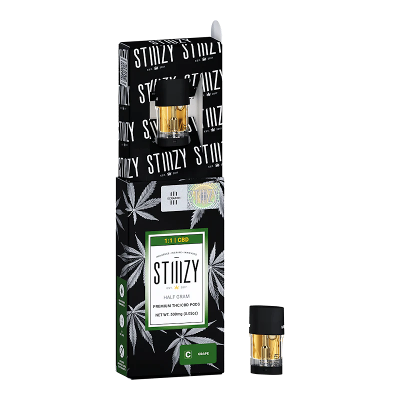 STIIIZY Vape Cartridge - GRAPE .5G 1:1 (CBD/THC) Original Pod - STIIIZY, Cartridges