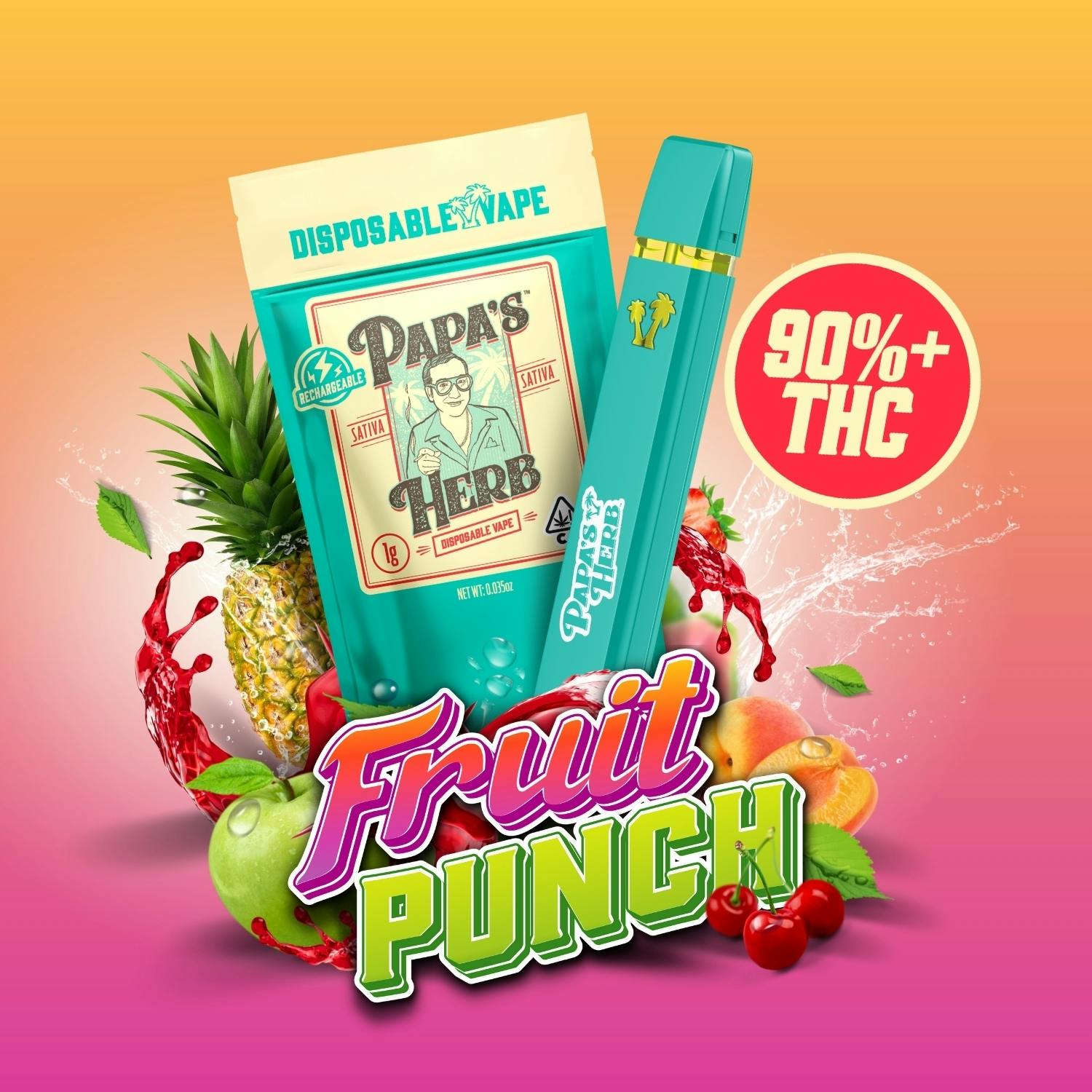 Fruit Punch (1g) Disposable Vape Cartridge Papa's Herb