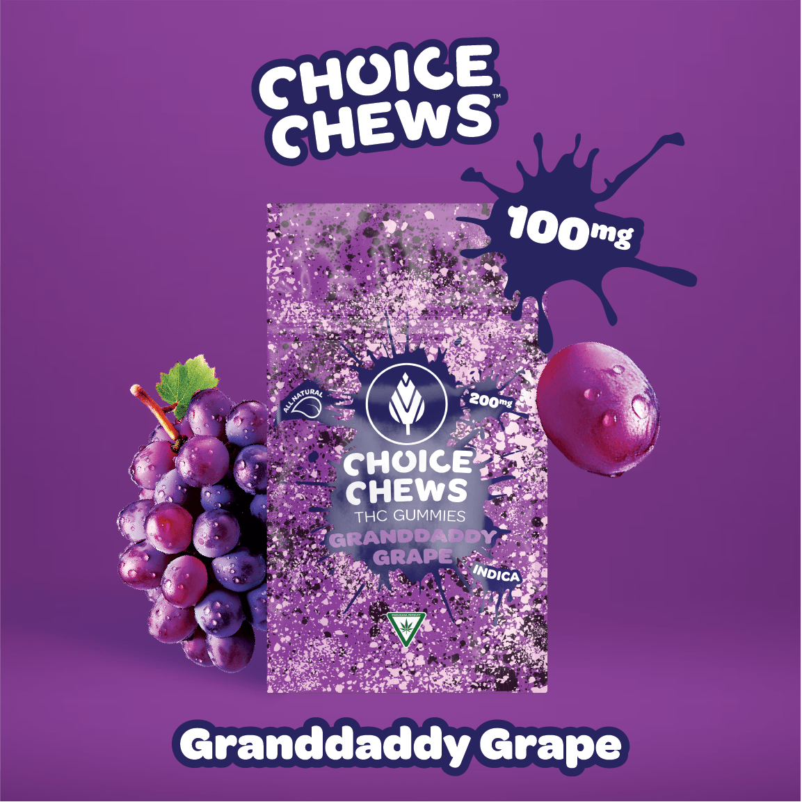 Choice Chews - Granddaddy Grape Gummies (Indica) - 100mg - Choice