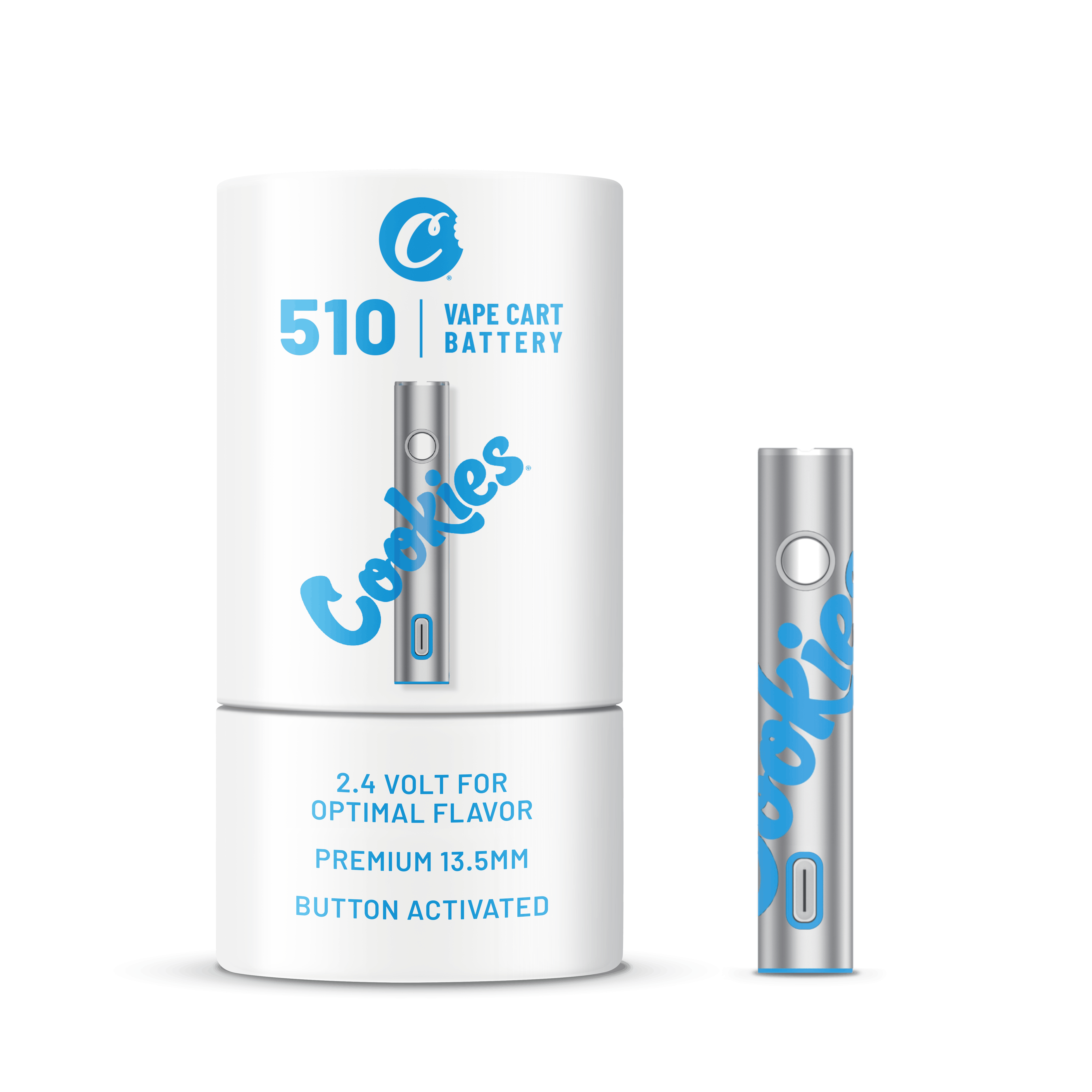 Cookies | 510 Thread Cartridge Vaporizer (White) | Batteries | Push cannabis product