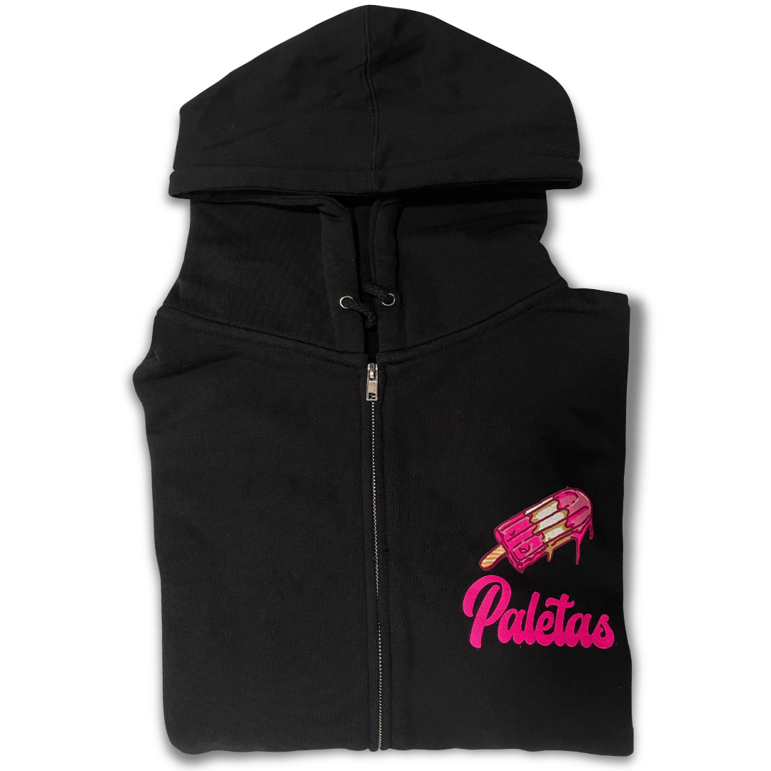 Paletas: Black-Zip Up (Stacked Logo/Pink Popsicle Logo)