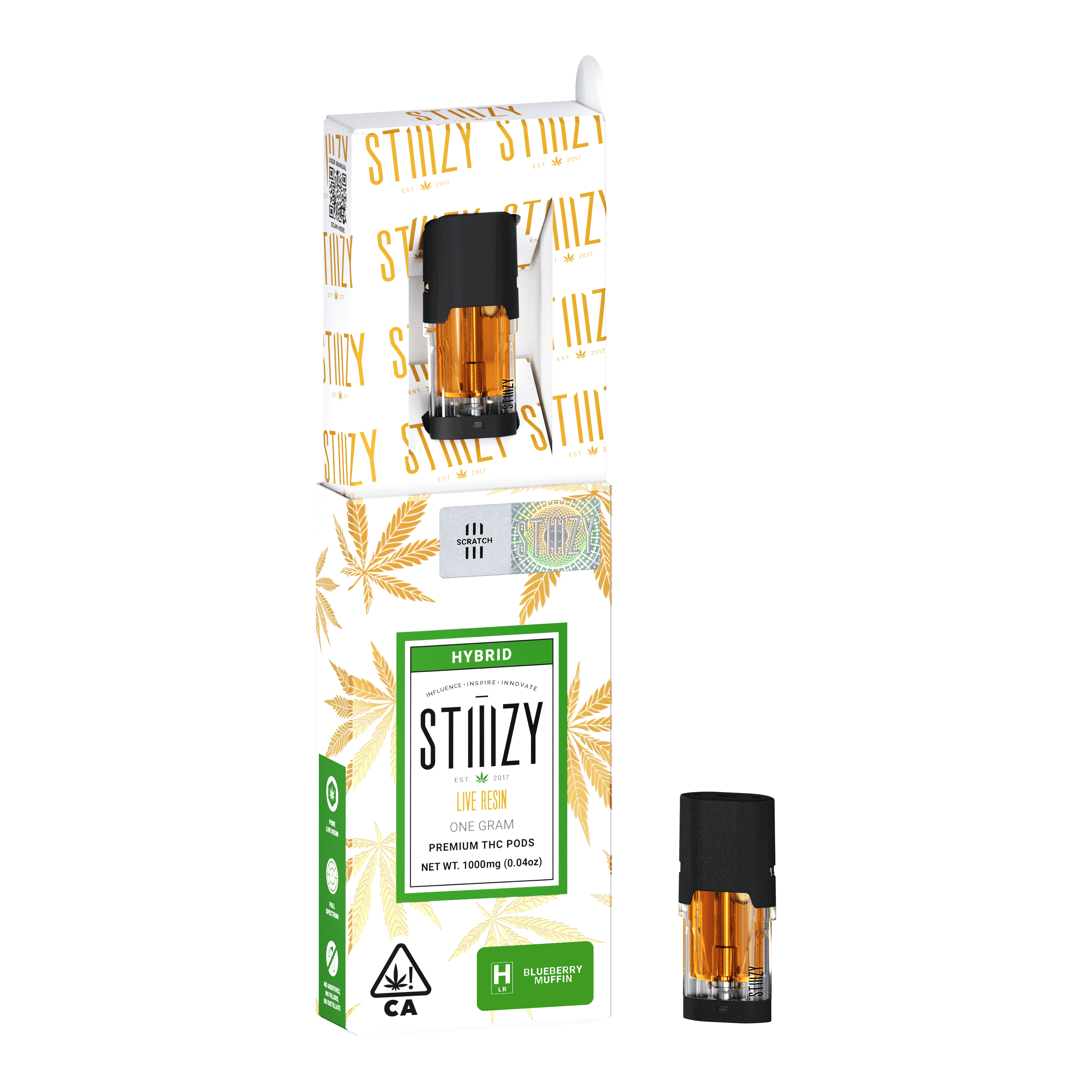 STIIIZY Vape Cartridge - BLUEBERRY MUFFIN 1G Live Resin Pod - STIIIZY — Cartridges