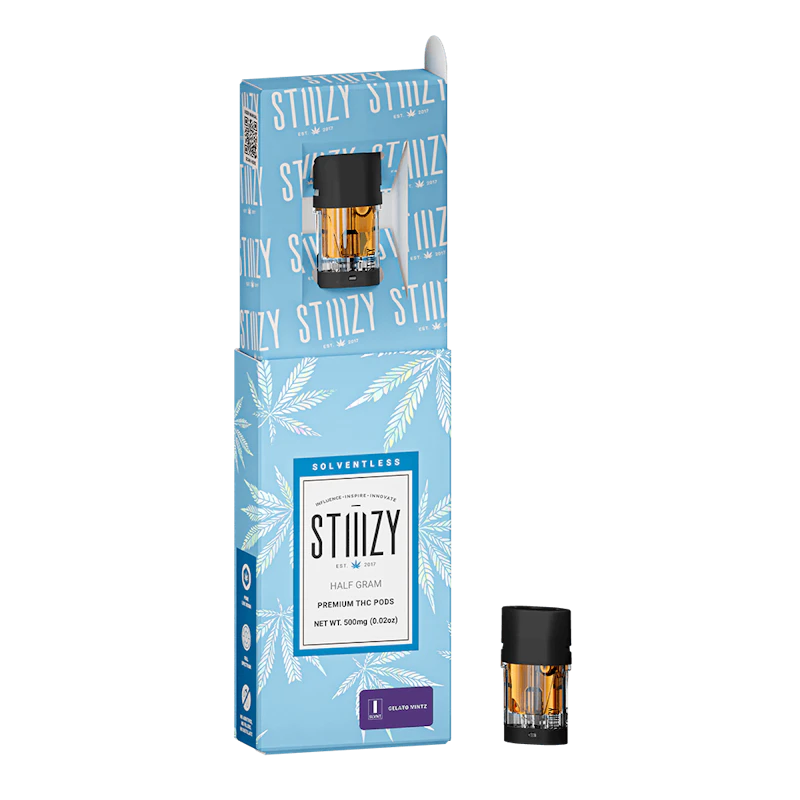 STIIIZY Vape Cartridge - GELATO MINTZ .5G Solventless Live Rosin Pod - STIIIZY, Cartridges