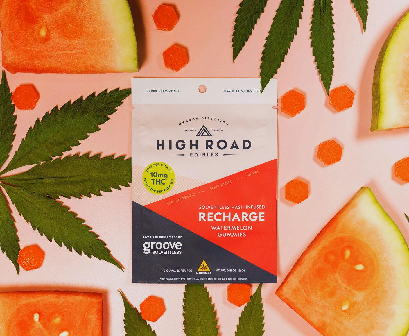 Watermelon Recharge Sovlentless Live Rosin Gummies, 100mg 10-pack