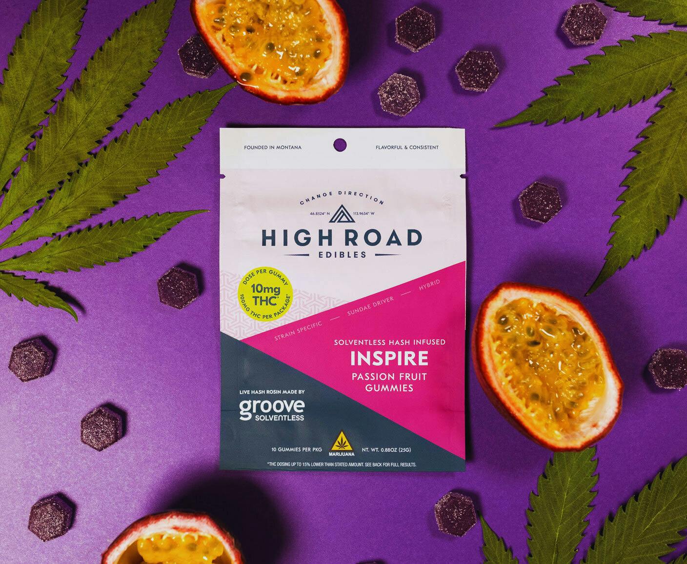 Passion Fruit Inspire Sovlentless Live Rosin Gummies, 100mg 10-pack