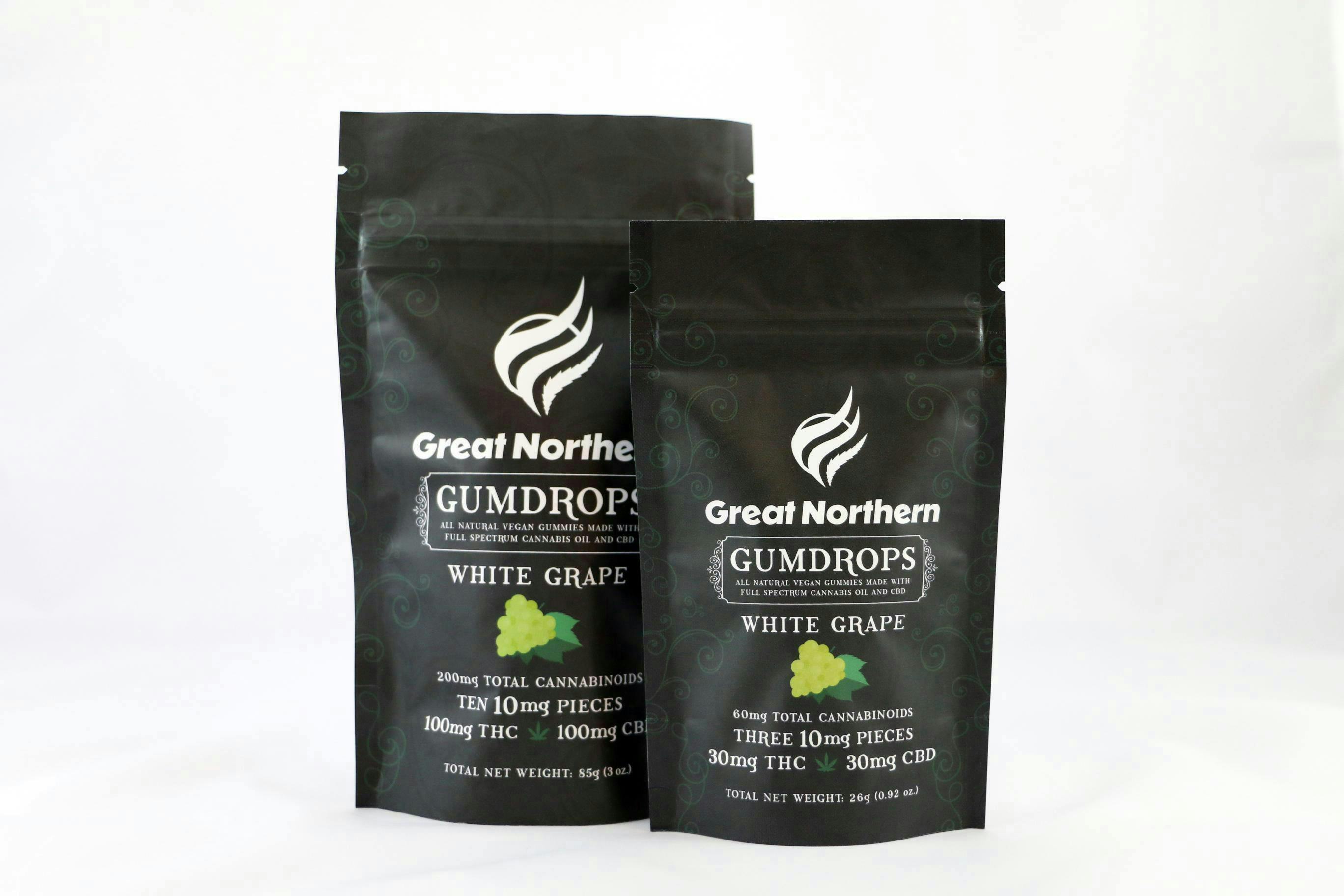 Great Northern Cannabis 100mg White Grape Gum Drops (Indica) 1:1 THC:CBD by Great Northern Cannabis