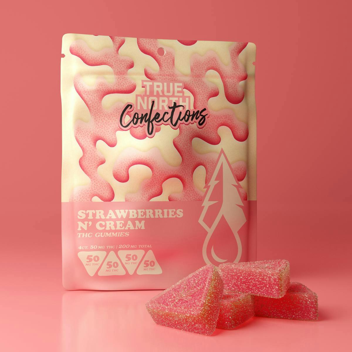 True North | Strawberries N' Cream Gummies | 200mg | 4ct | 50mg/ea