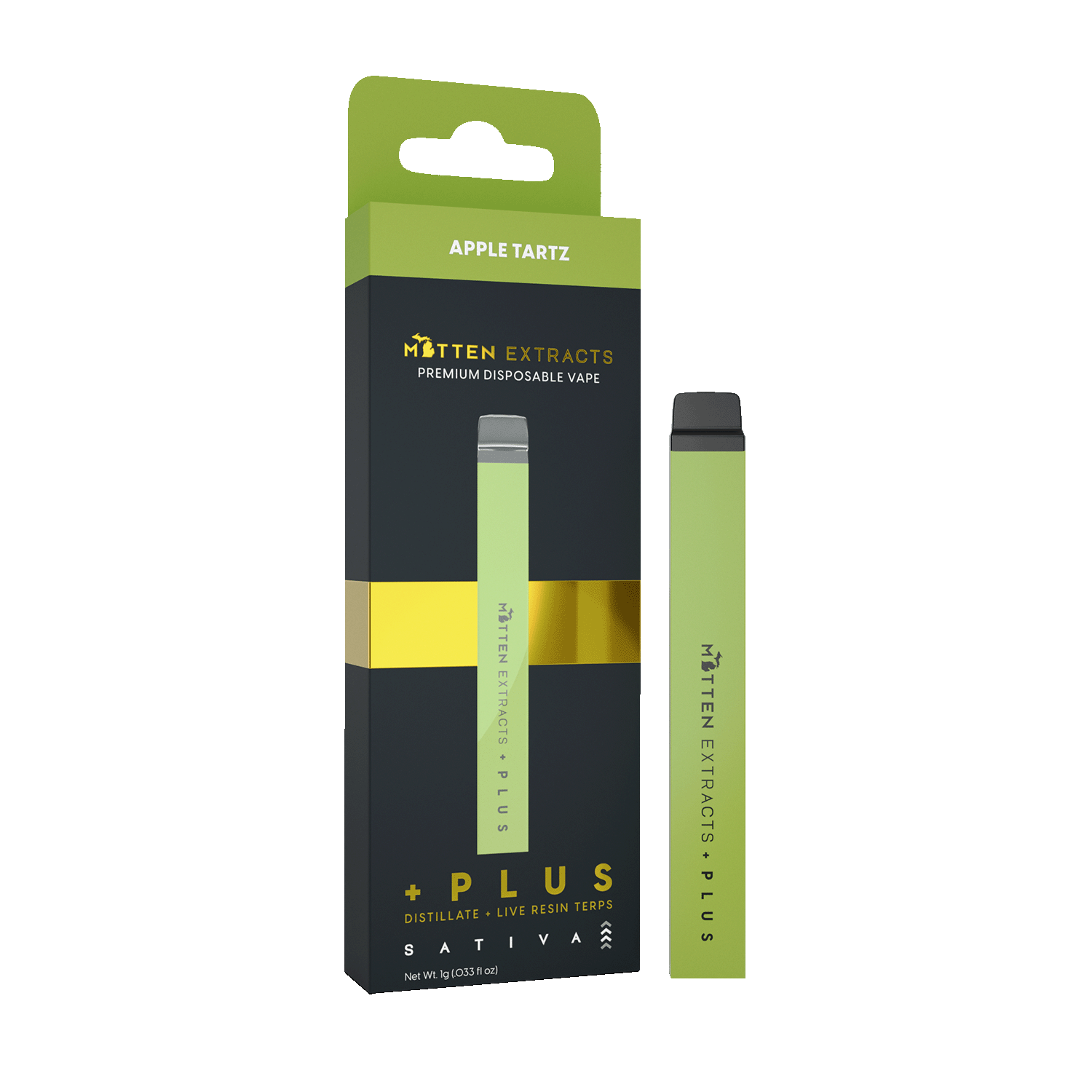 Apple Tartz | PLUS Live Resin Disposable | 1g by Mitten Extracts