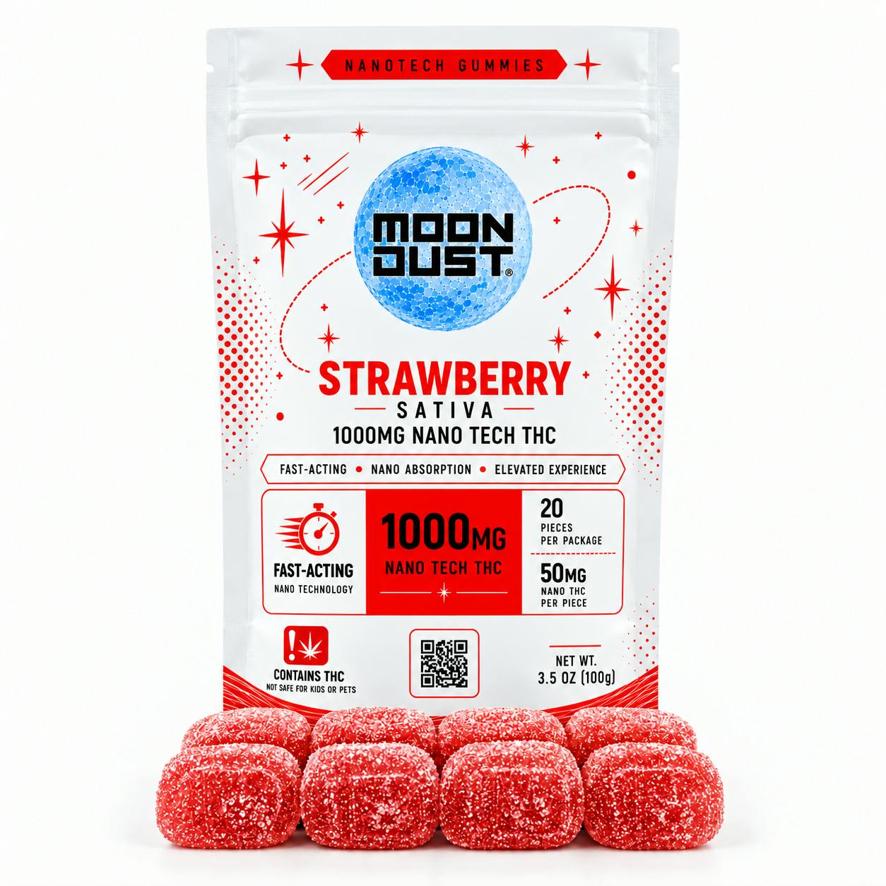 Moon Dust | Strawberry Nano Gummies | 1000mg | 20ct | 50mg/ea