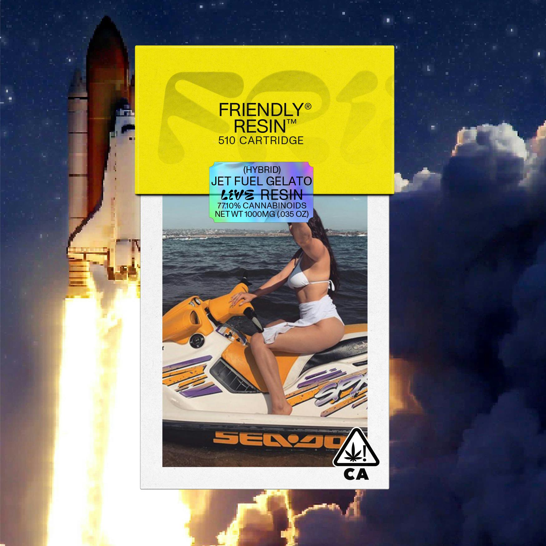 Jet Fuel Gelato 1g Live Resin Cartridge Friendly Brand