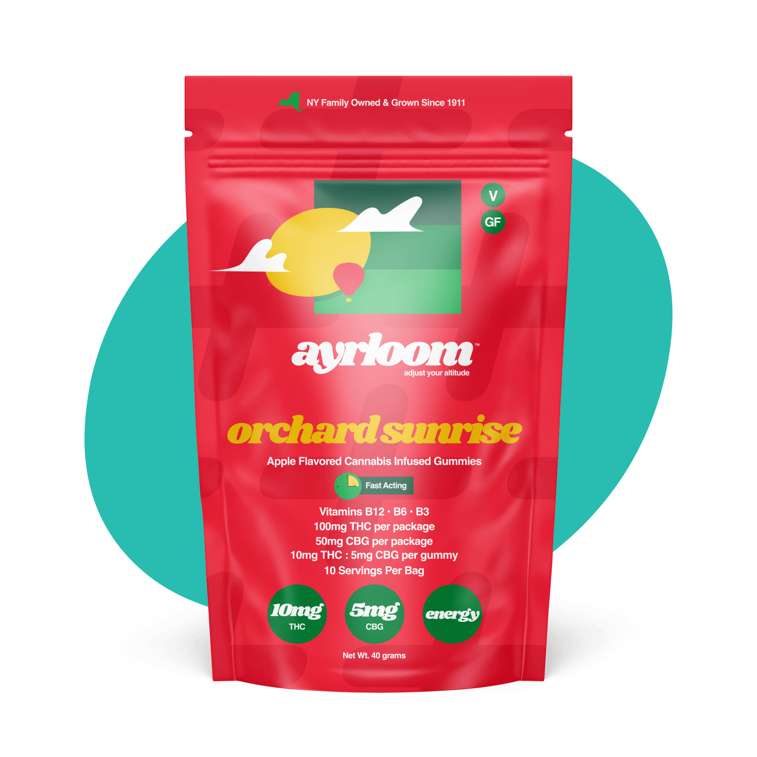 Ayrloom | Orchard Sunrise Gummies | 100mg THC : 50mg CBG | 10 pk
