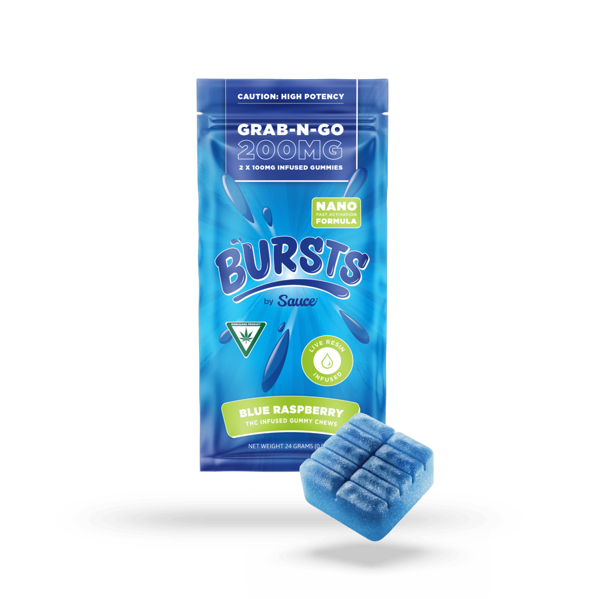 Sauce | Bursts | Blue Raspberry | Live Resin Gummies | 200mg