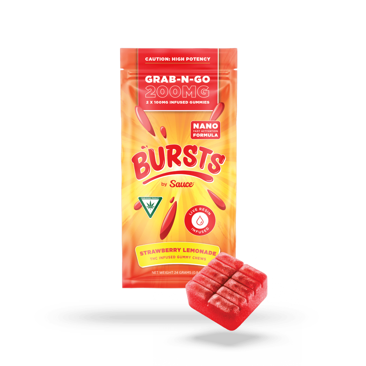 Sauce | Bursts | Strawberry Lemonade | Live Resin Gummies | 200mg