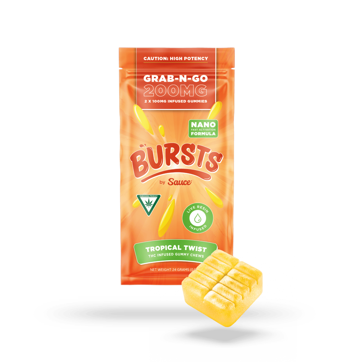 Sauce | Bursts | Tropical Twist | Live Resin Gummies | 200mg