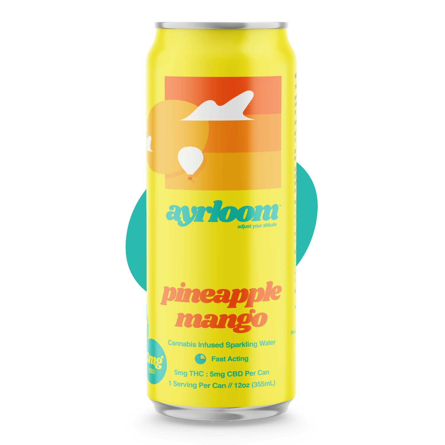Pineapple Mango 1:1 THC:CBD Sparkling Water | Carbonated | 5mg | 12fl oz at Carry-On Cannabis
