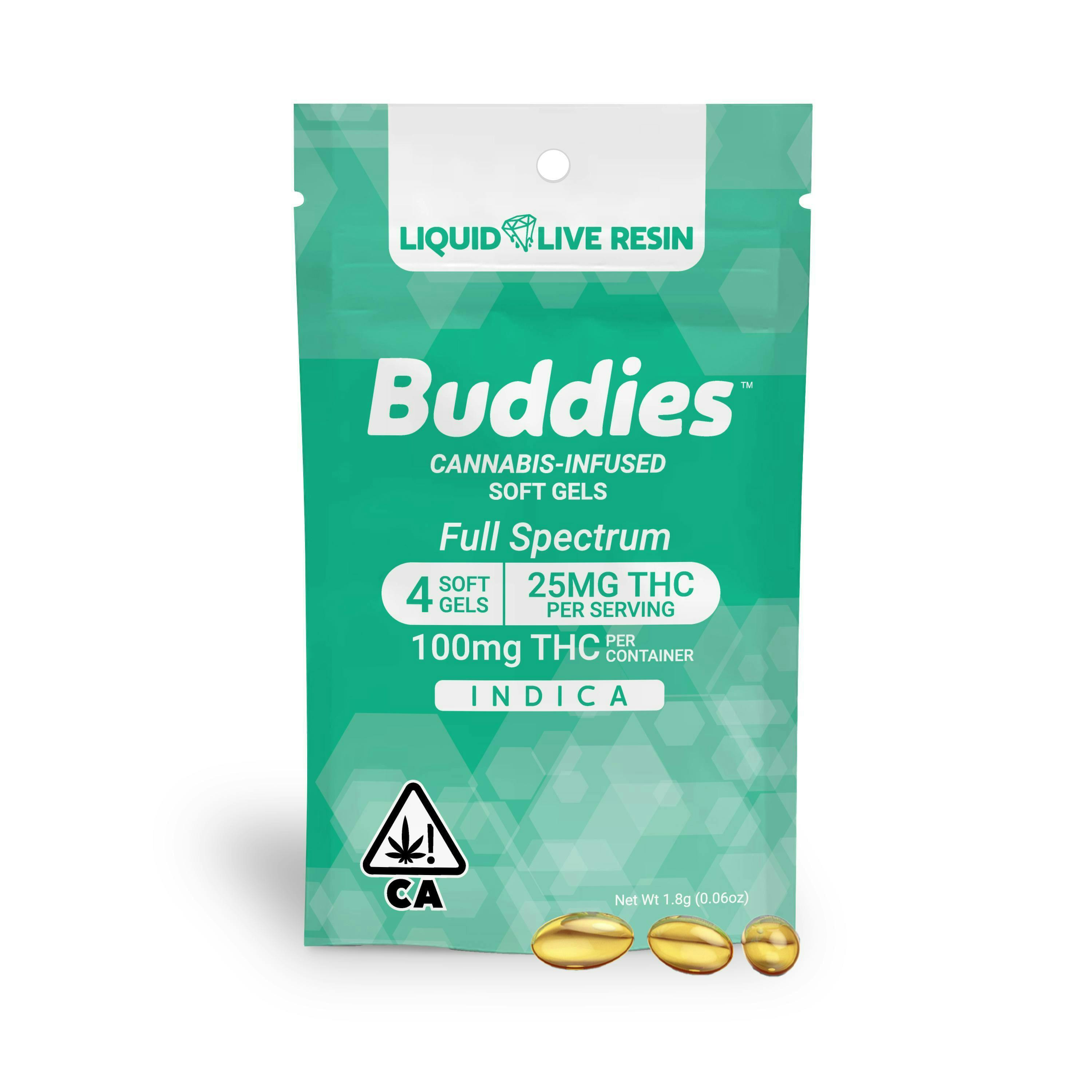 Live Resin 25mg Indica Capsule 4pc - Buddies Brand