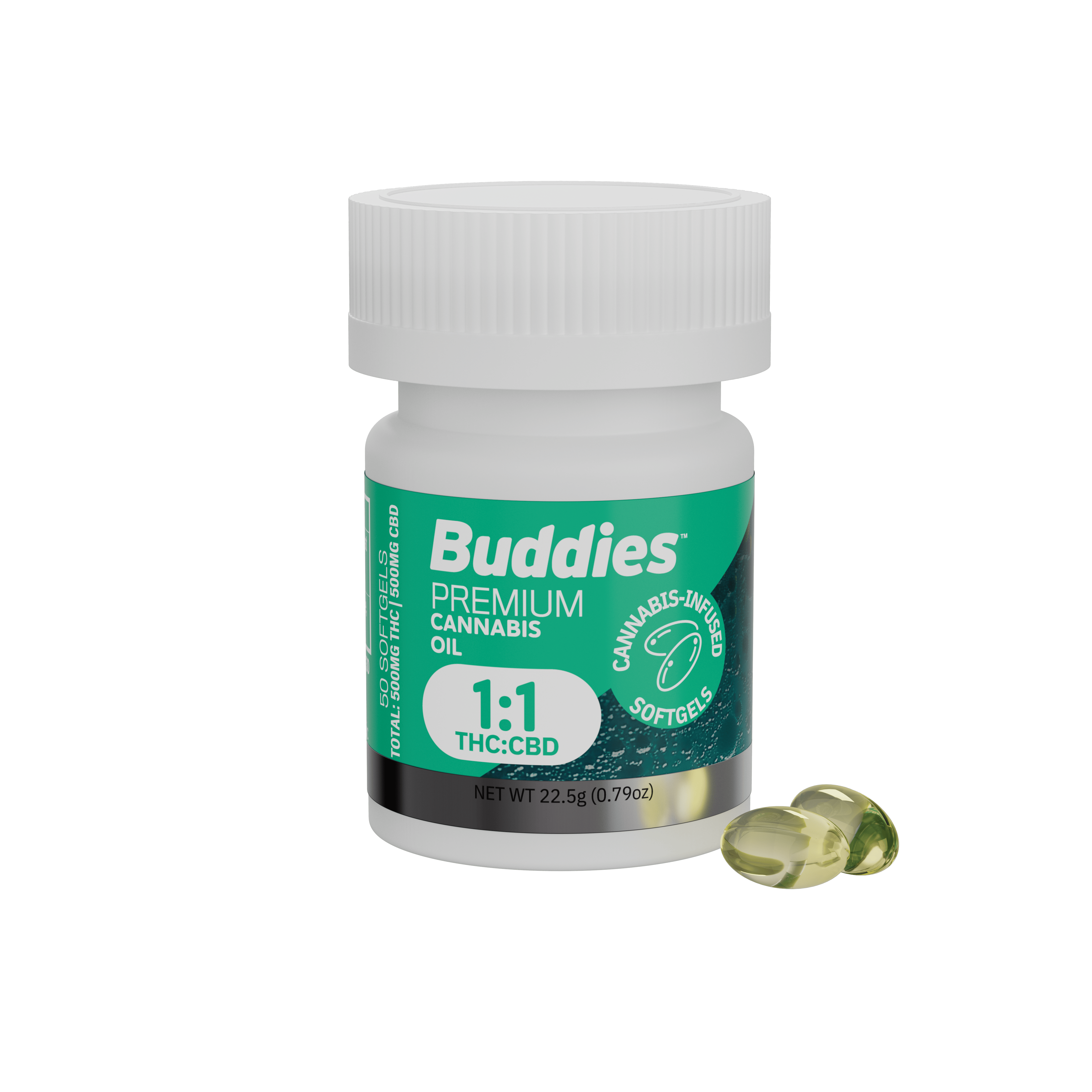 1:1 CBD:THC PCO | Capsules | 500mg CBD:500mg THC | 50ct | 10mg:10mg/ea