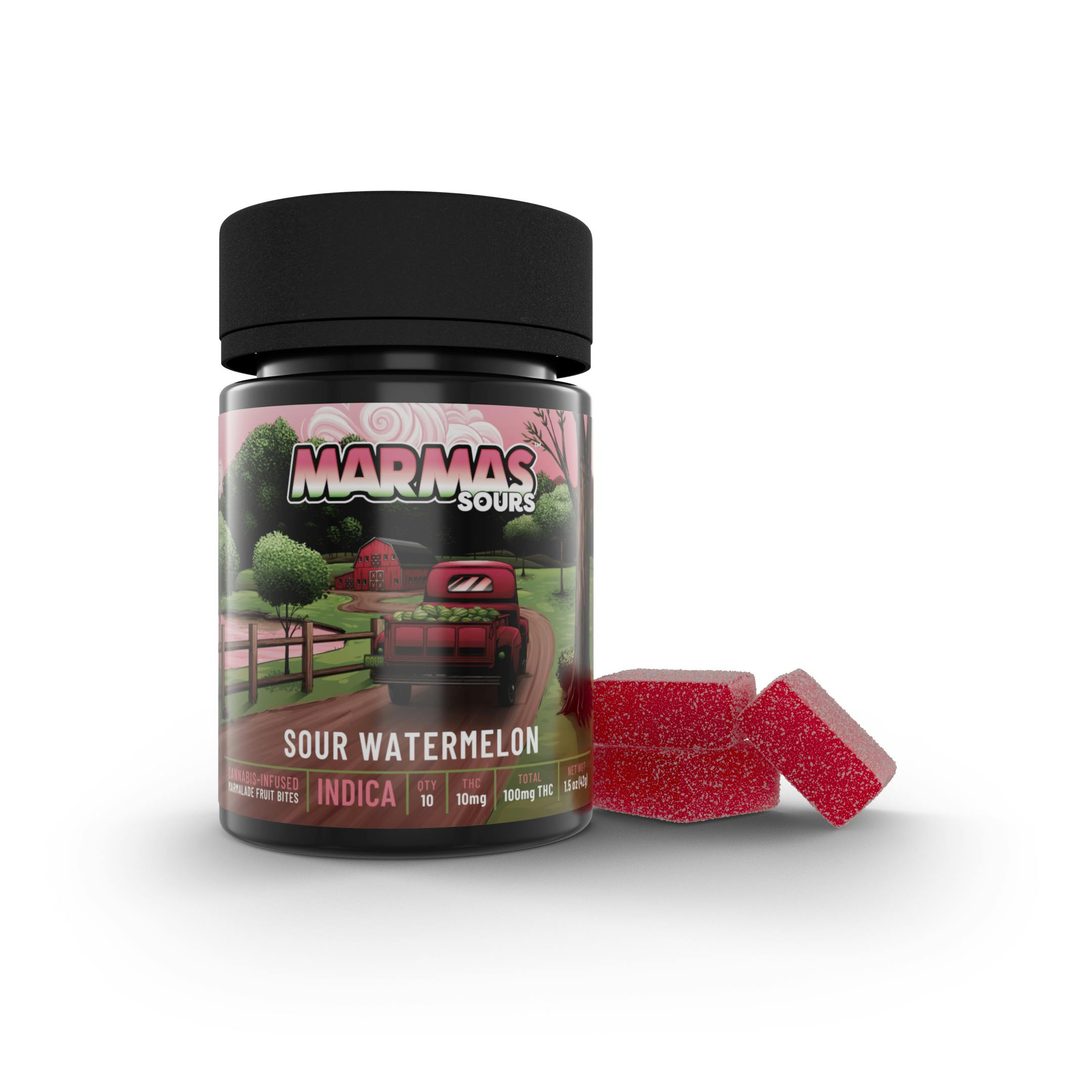 Sour Watermelon Marmalade Bites Indica 100mg