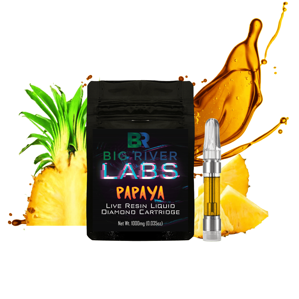 Live Resin Liquid Diamonds 1g Vape Cart - PAPAYA by Big River Cannabis Company
