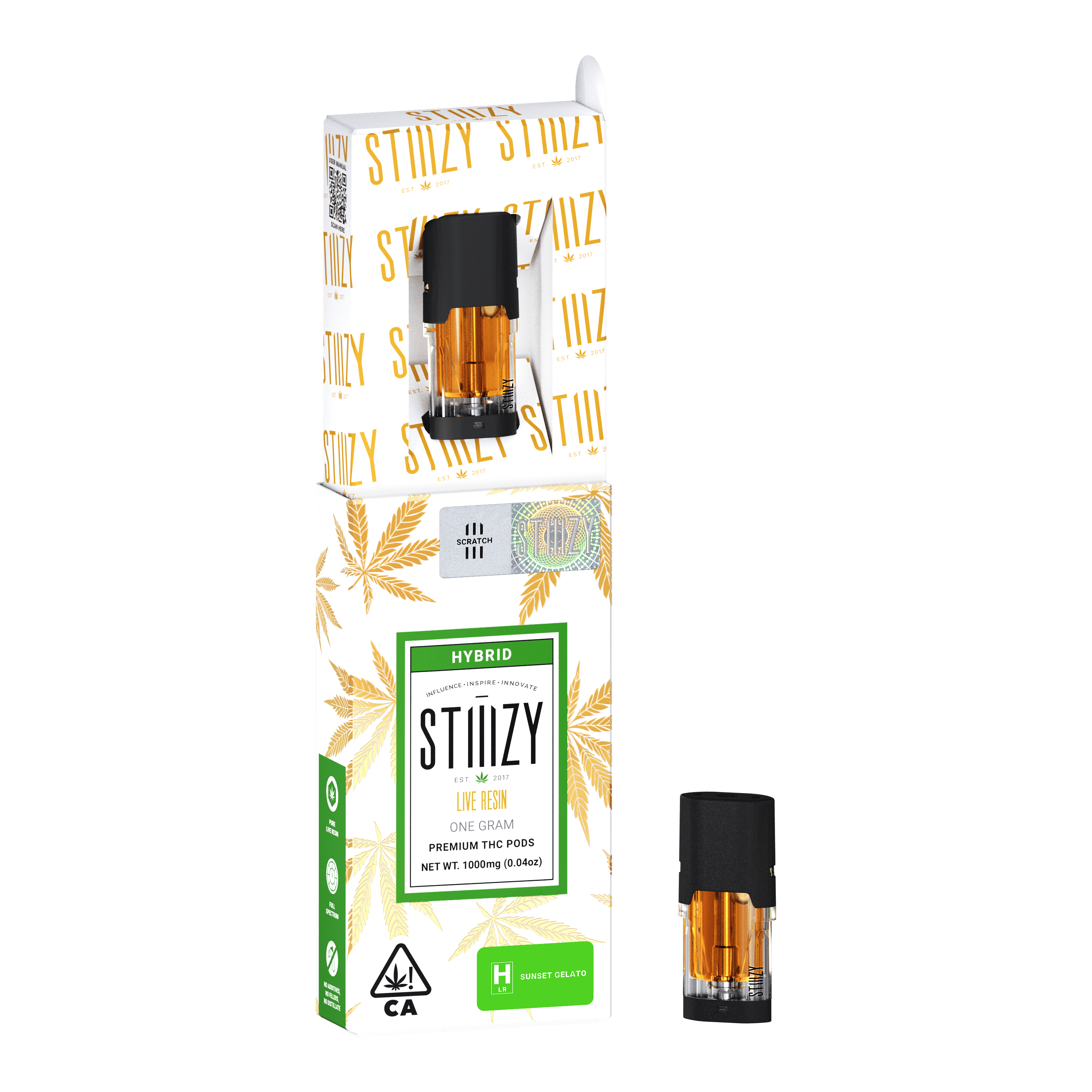 STIIIZY Vape Cartridge - SUNSET GELATO 1G Live Resin Pod - STIIIZY — Cartridges
