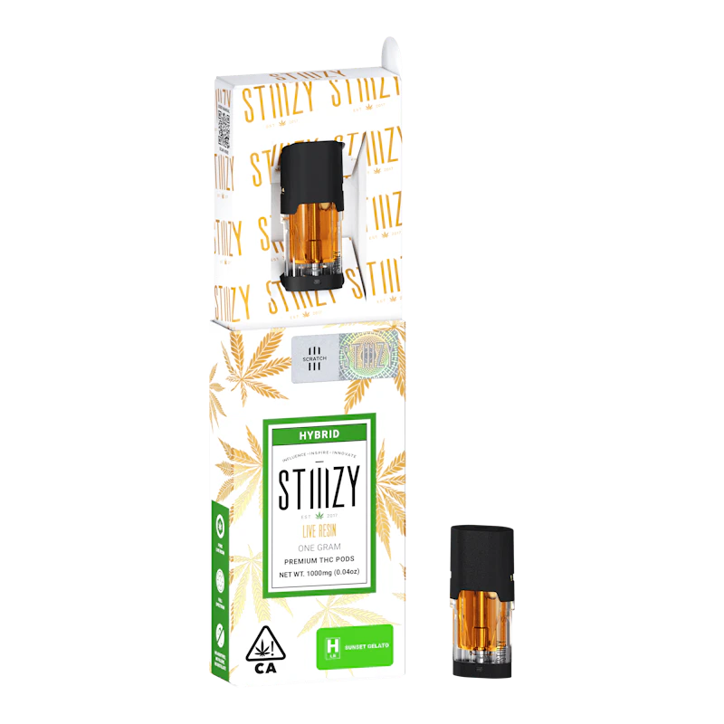 STIIIZY Vape Cartridge - SUNSET GELATO 1G Live Resin Pod - STIIIZY, Cartridges
