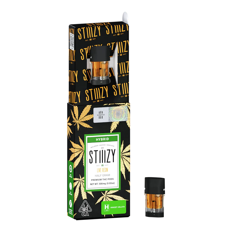 STIIIZY Vape Cartridge - SUNSET GELATO .5G Live Resin Pod - STIIIZY, Cartridges