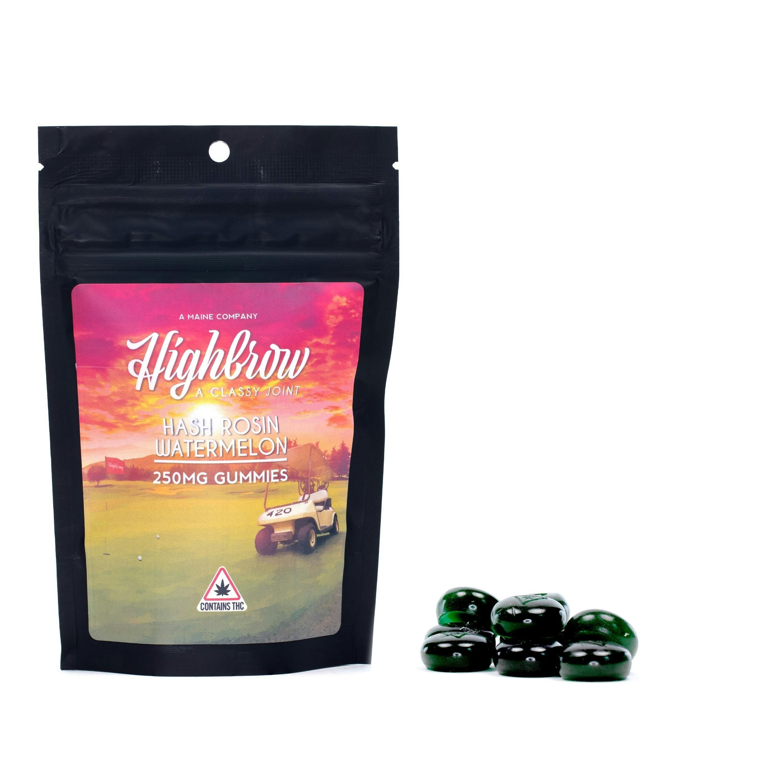 Highbrow Hash Rosin Watermelon Punch Gummies 250mg by Highbrow