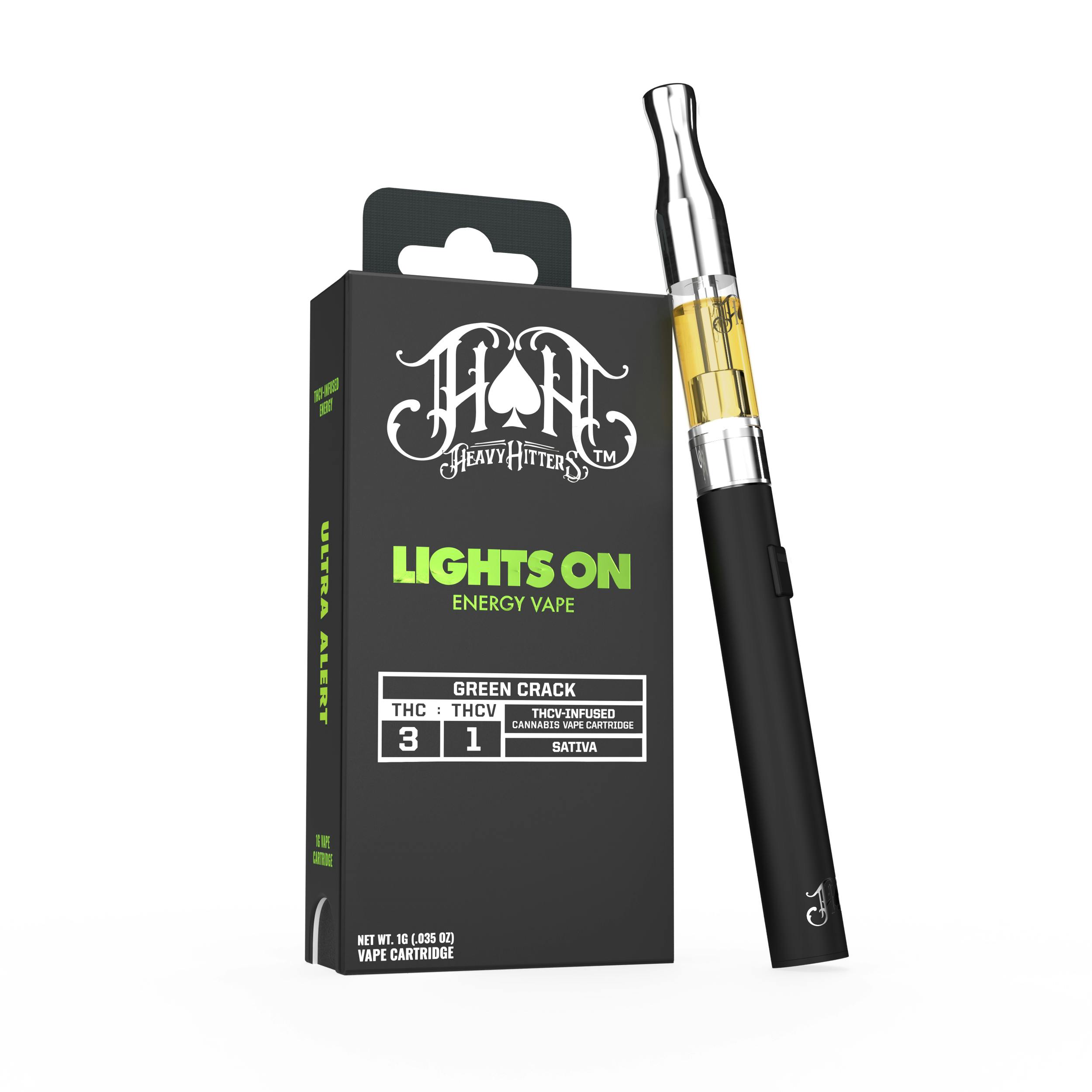 Green Crack | Sativa - Lights On THCV Energy - 1G Vape Cartridge by Heavy Hitters