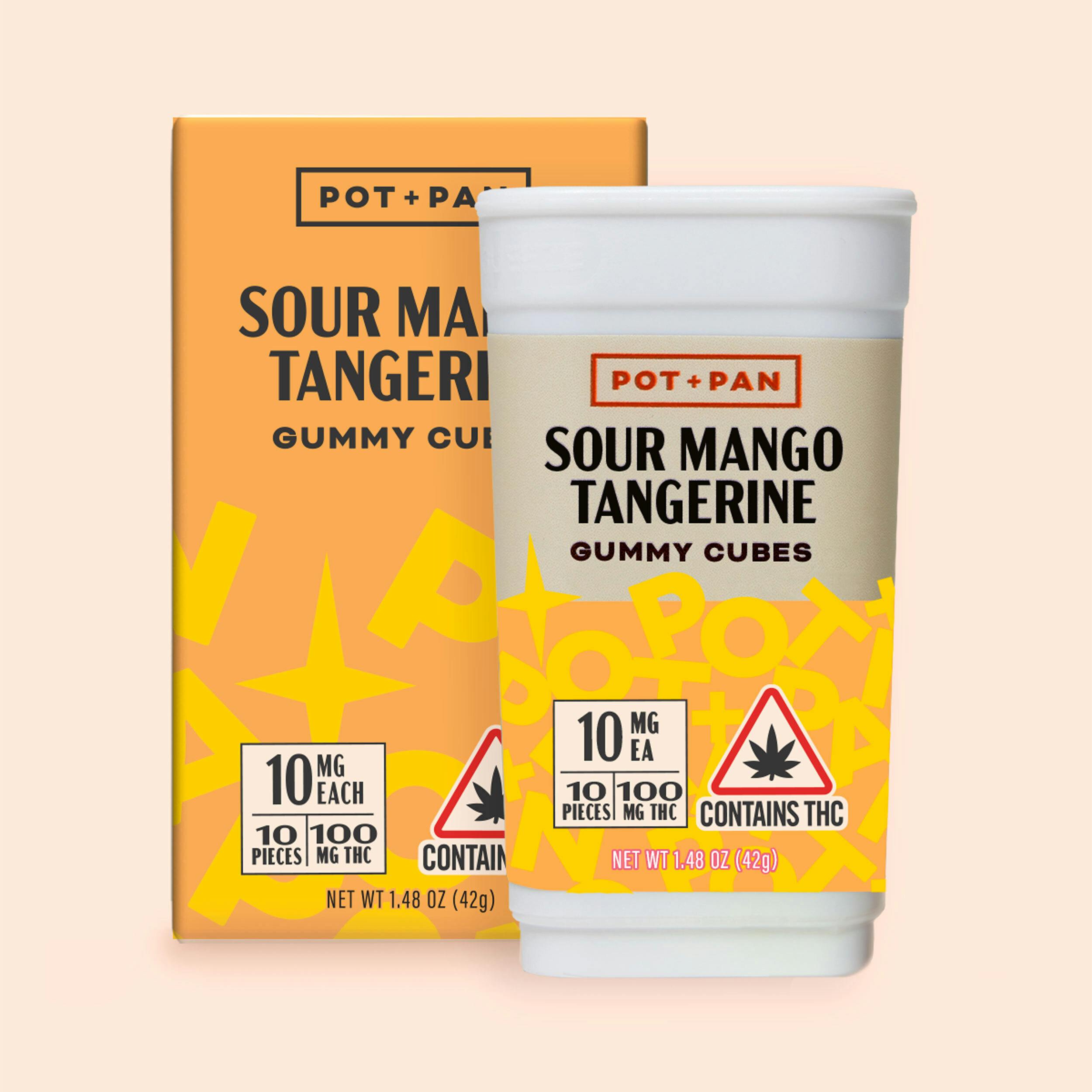 Pot + Pan Sour Mango Tangerine Gummy Cubes 10 pieces (10mg) Pot + Pan