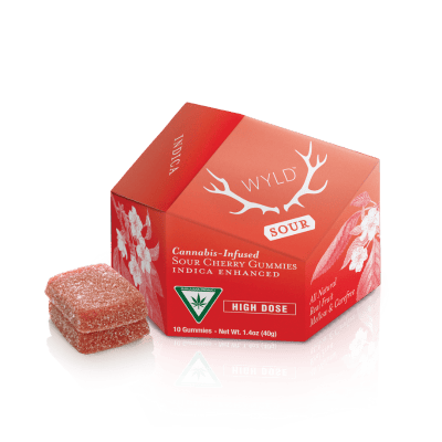 HIGH DOSE | Sour Cherry Indica Enhanced Gummies | 200mg | 10ct | 20mg/ea by Wyld