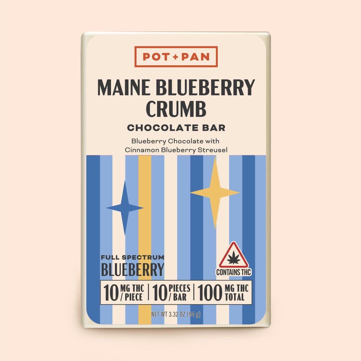 Pot + Pan Maine Blueberry Crumb Chocolate Bar 10 pieces (10mg