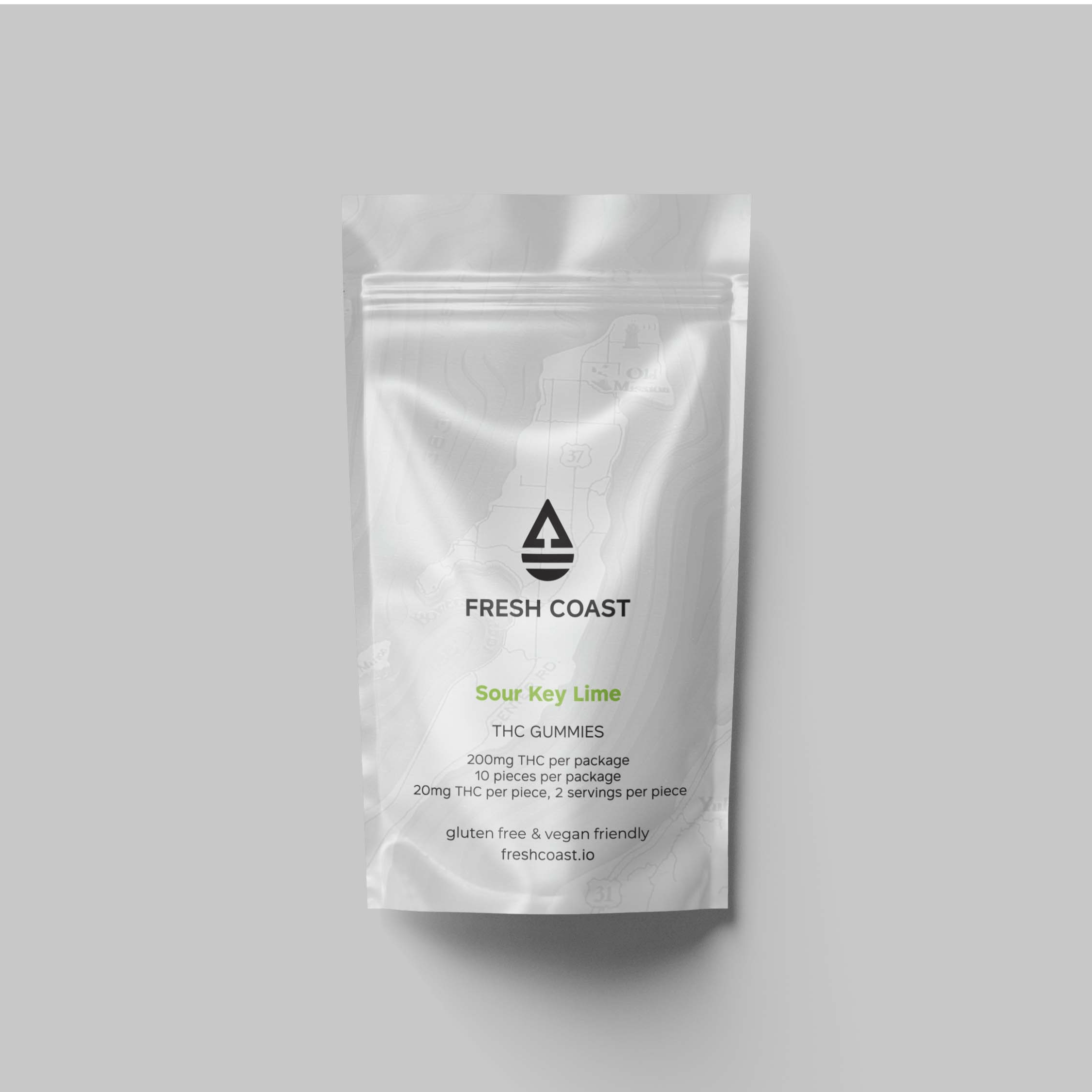 Fresh Coast | Sour Key Lime Gummies | 200mg | 10ct | 20mg/ea - Fresh Coast