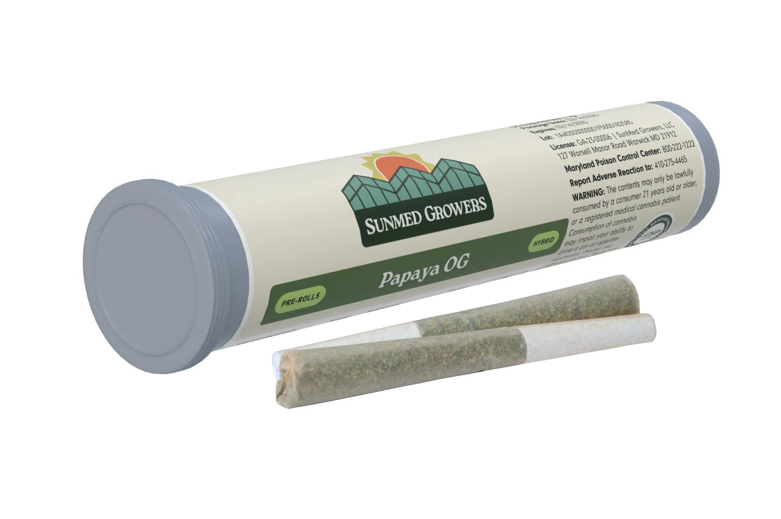 Papaya OG Pre Roll 0.5g/2 Pack by SunMed Growers