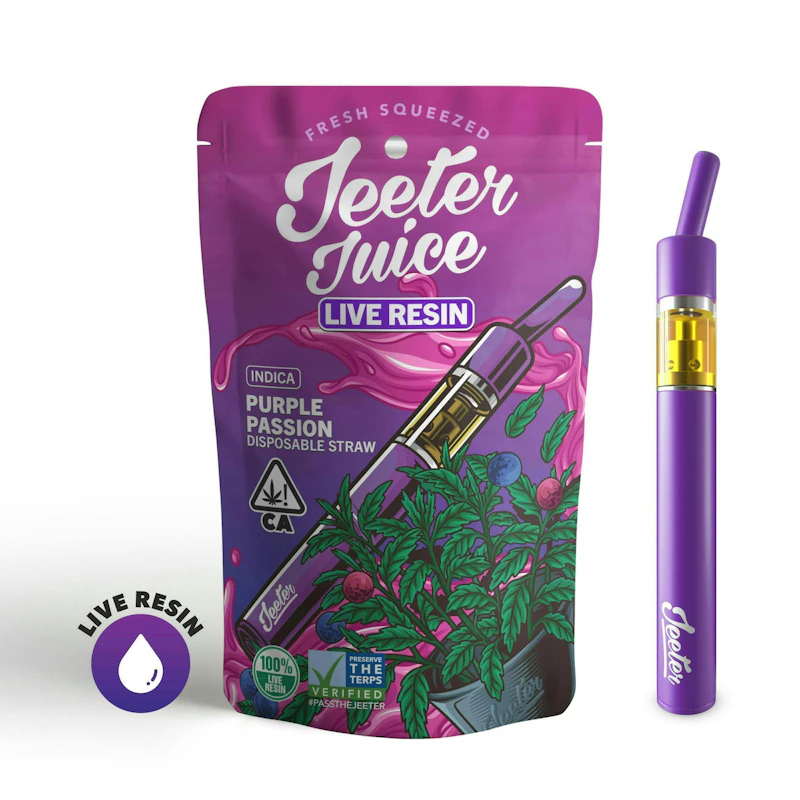 Jeeter Purple Passion · Live Resin Straw Disposable · 0.5g, Disposables