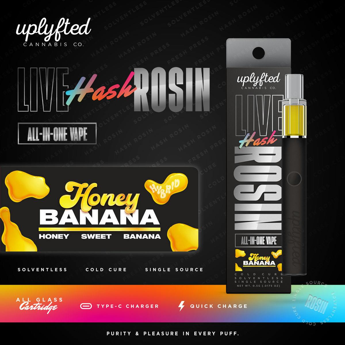 Live Rosin .5g Disposable Vape - Honey Banana - Uplyfted Cannabis Co