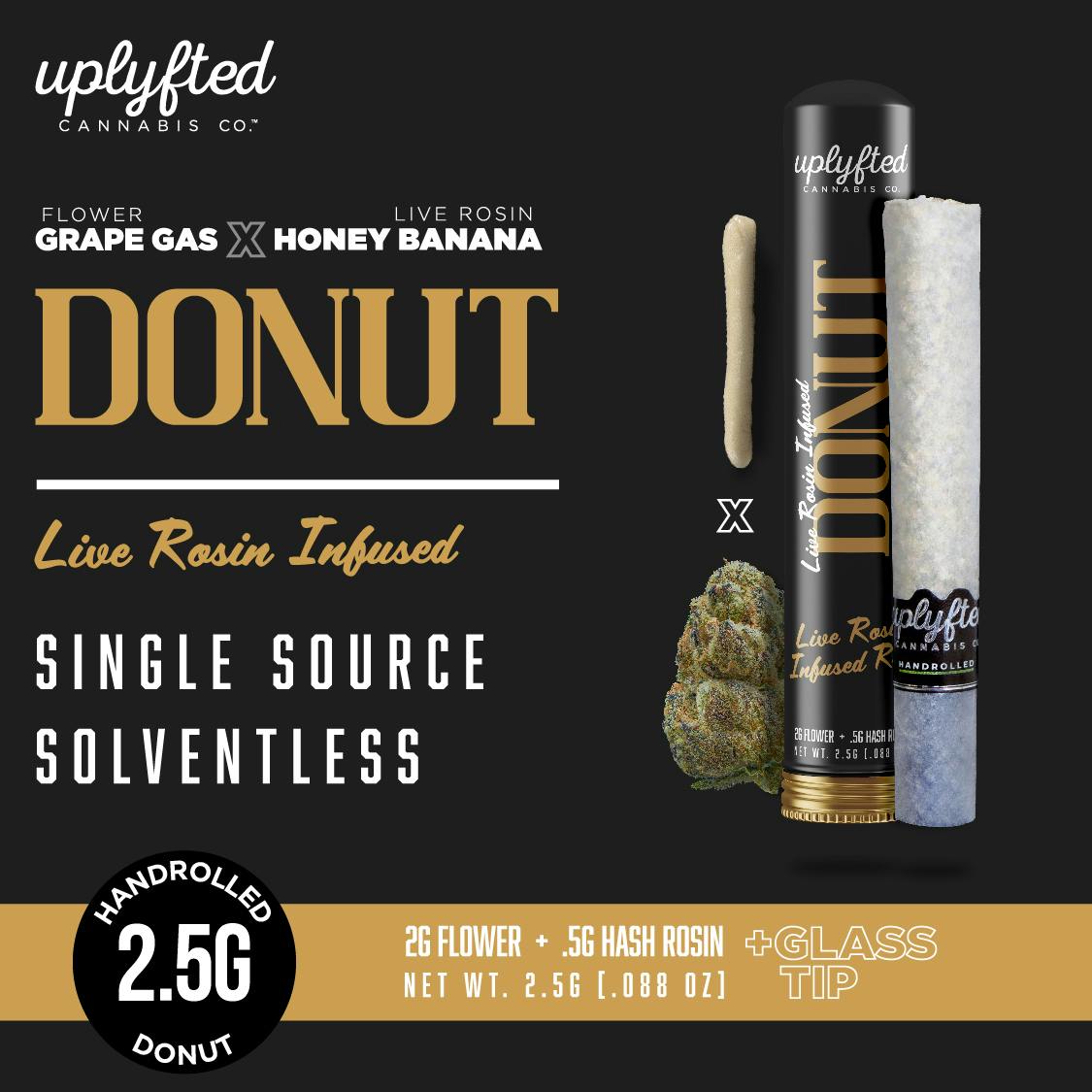 Uplyfted Cannabis Co 2.5g Live Rosin Donut Grape Gas X Honey Banana