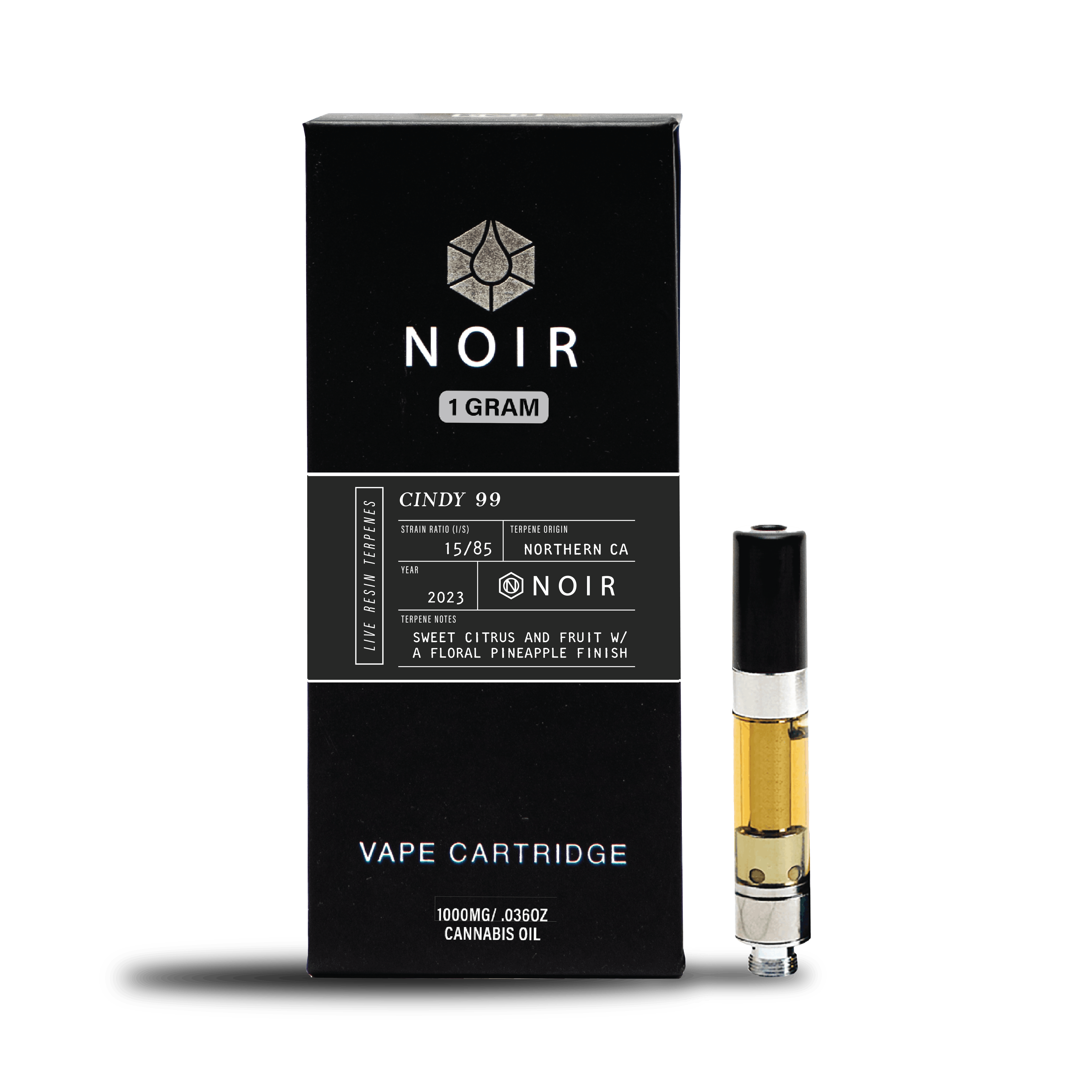 NOIR Cindy 99 1000mg Vape Cartridge (Live Resin Terpenes) - Timeless Vapes