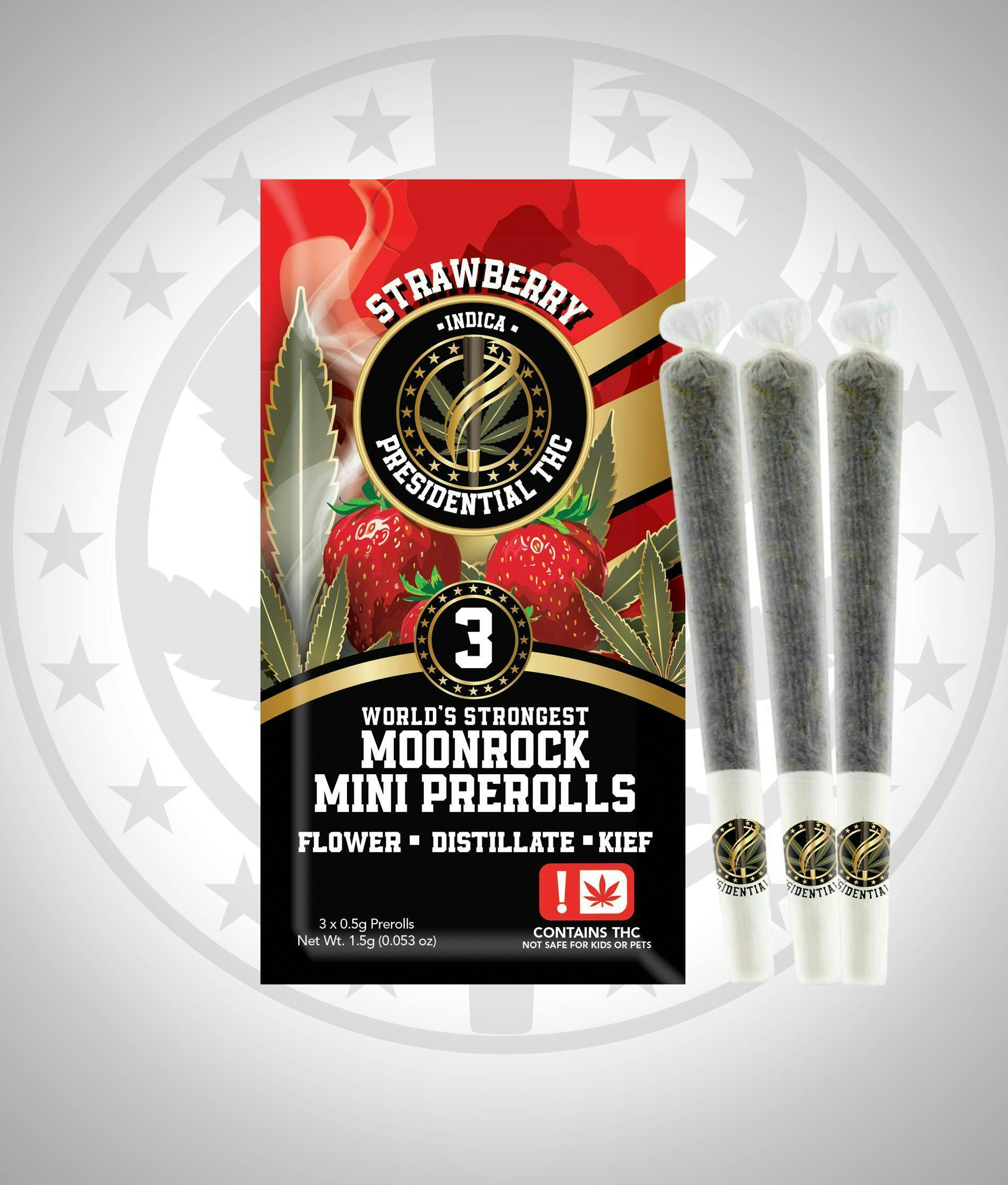 Strawberry | Moon Rock Prerolls Infused Minis | 0.5g each | 3pk by Presidential THC